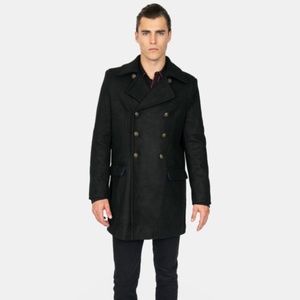 NEW MENS STRAIGHT TO HELL ROYAL DOUBLE BREASTED WOOL COAT